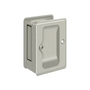 Deltana 3-1/4" x 2 1/4" Heavy Duty Pocket Door Lock; Adjustable in Brushed Nickel finish