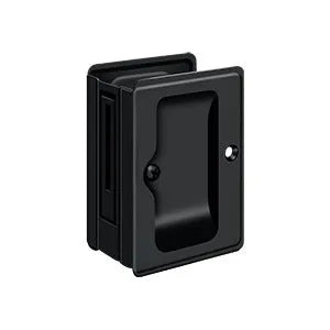 Deltana 3-1/4" x 2 1/4" Heavy Duty Pocket Door Lock; Adjustable in Paint Black finish