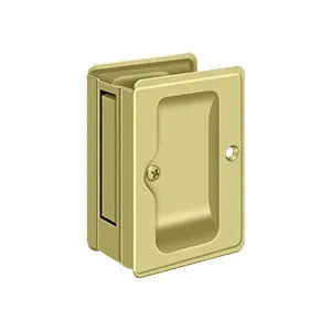 Deltana 3-1/4" x 2 1/4" Heavy Duty Pocket Door Lock; Adjustable in Polished Brass finish