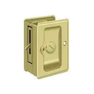 Deltana 3-1/4" x 2 1/4" Heavy Duty Pocket Door Lock; Adjustable in Polished Brass finish