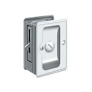 Deltana 3-1/4" x 2 1/4" Heavy Duty Pocket Door Lock; Adjustable in Polished Chrome finish