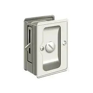 Deltana 3-1/4" x 2 1/4" Heavy Duty Pocket Door Lock; Adjustable in Polished Nickel finish