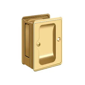 Deltana 3-1/4" x 2 1/4" Heavy Duty Pocket Door Lock; Adjustable in PVD Polished Brass finish