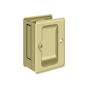 Deltana 3-1/4" x 2 1/4" Heavy Duty Pocket Door Lock; Adjustable in Unlacquered Brass finish