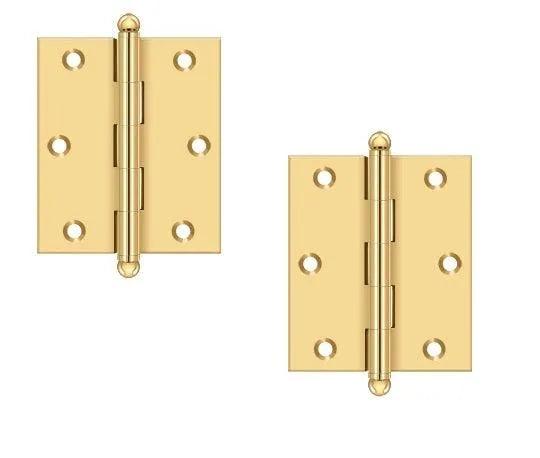 Deltana 3" x 2 1/2" Hinge with Ball Tips (Pair) PVD Polished Brass