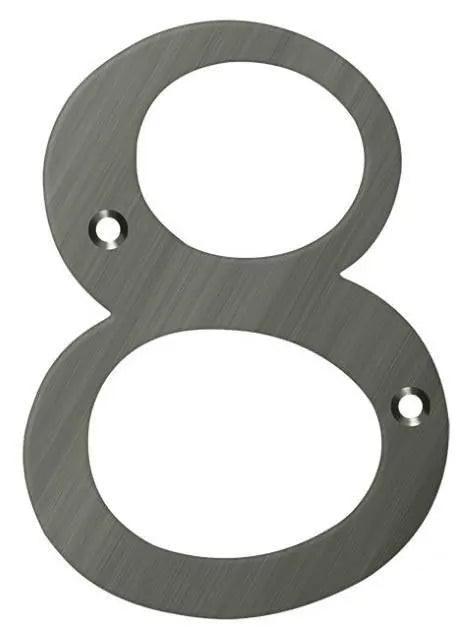 Deltana 4" House Number, Solid Brass, No. 8 in Antique Nickel finish