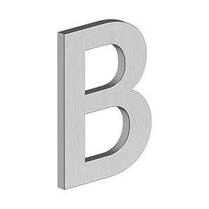 Deltana 4" Letter B, Modern B Series with Risers, Stainless Steel in Brushed Stainless Steel finish