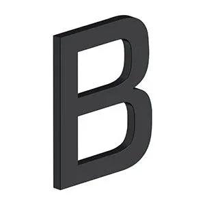 Deltana 4" Letter B, Modern E Series with Risers, Stainless Steel in Paint Black finish