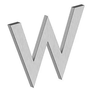 Deltana 4" Letter W, Modern B Series with Risers, Stainless Steel in Brushed Stainless Steel finish