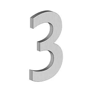 Deltana 4" Modern B Series House Number with Risers, Stainless Steel, No. 3 in Brushed Stainless Steel finish