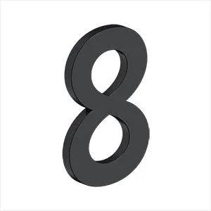 Deltana 4" Modern B Series House Number with Risers, Stainless Steel, No. 8 in Paint Black finish