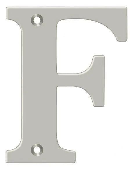 Deltana 4" Residential Letter F in Satin Nickel finish