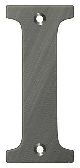 Deltana 4" Residential Letter I in Antique Nickel finish