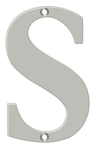 Deltana 4" Residential Letter S in Satin Nickel finish
