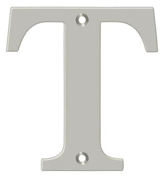 Deltana 4" Residential Letter T in Satin Nickel finish