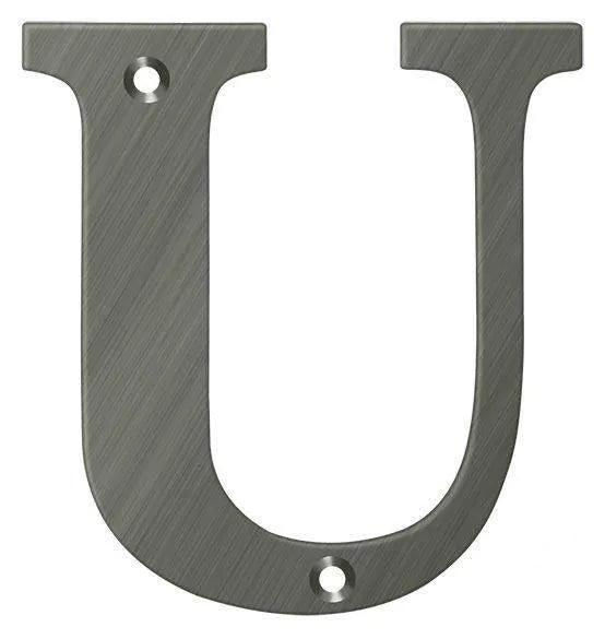 Deltana 4" Residential Letter U in Antique Nickel finish