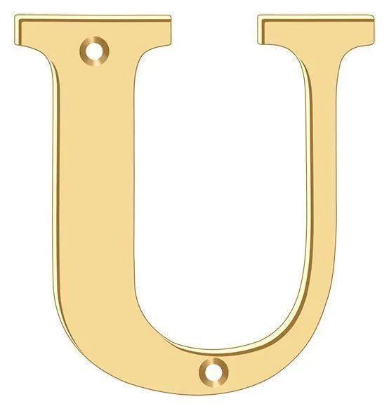 Deltana 4" Residential Letter U in PVD Polished Brass finish