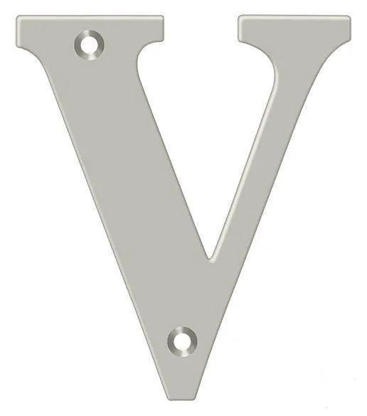 Deltana 4" Residential Letter V in Satin Nickel finish