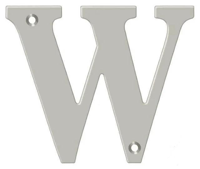 Deltana 4" Residential Letter W in Satin Nickel finish