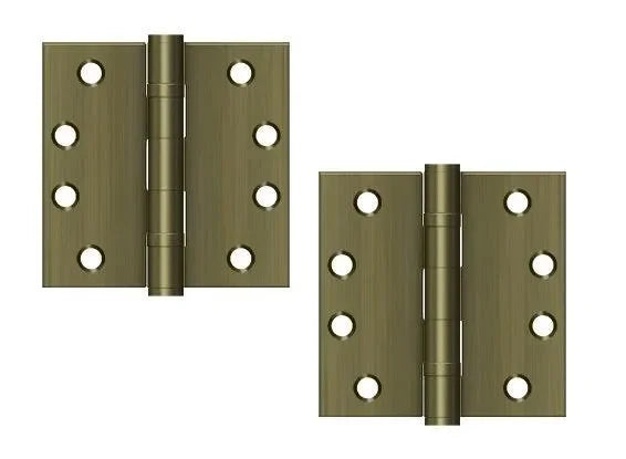 Deltana 4" x 4" Square Corner Ball Bearing Hinge, Heavy Duty Antique Brass