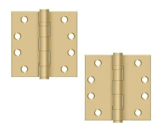 Deltana 4" x 4" Square Corner Ball Bearing Hinge, Heavy Duty Brushed Brass