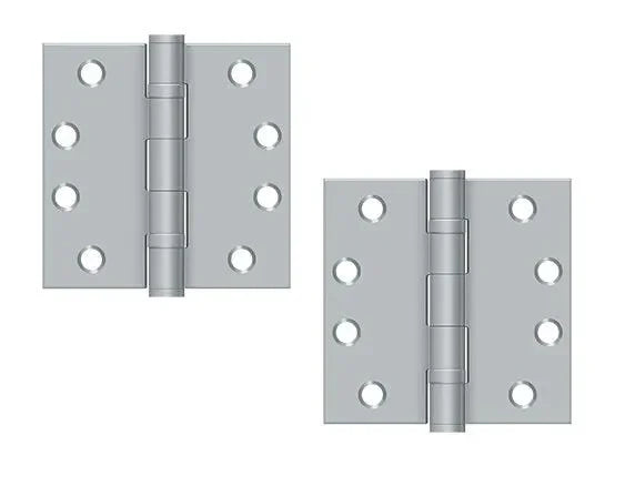 Deltana 4" x 4" Square Corner Ball Bearing Hinge, Heavy Duty Brushed Chrome