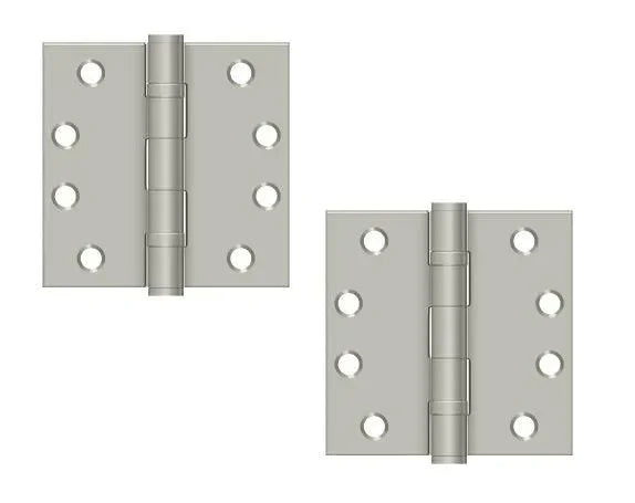 Deltana 4" x 4" Square Corner Ball Bearing Hinge, Heavy Duty Brushed Nickel