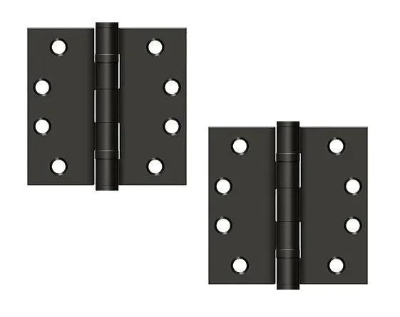 Deltana 4" x 4" Square Corner Ball Bearing Hinge, Heavy Duty Oil Rubbed Bronze