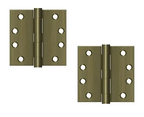 Deltana 4" x 4" Square Corner Hinge, Heavy Duty Antique Brass