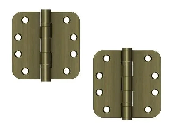 The Deltana 4" x 4" x 5/8" Radius Corners Ball Bearing Hinge, Heavy Duty in Antique Brass finish.