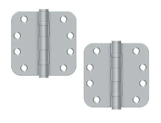 The Deltana 4" x 4" x 5/8" Radius Corners Ball Bearing Hinge, Heavy Duty in Brushed Chrome finish.
