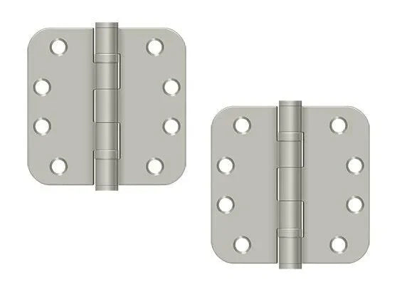 The Deltana 4" x 4" x 5/8" Radius Corners Ball Bearing Hinge, Heavy Duty in Brushed Nickel finish.