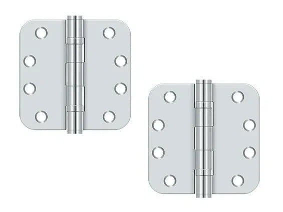 The Deltana 4" x 4" x 5/8" Radius Corners Ball Bearing Hinge, Heavy Duty in Polished Chrome finish.