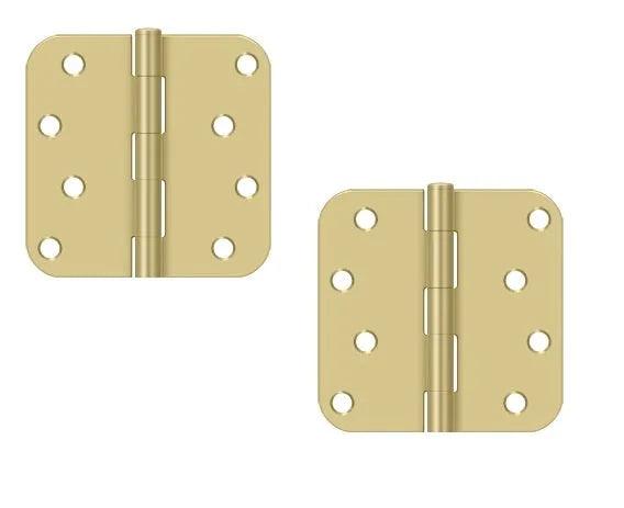 The Deltana 4" x 4" x 5/8" Radius Hinge, Residential in Brushed Brass finish.