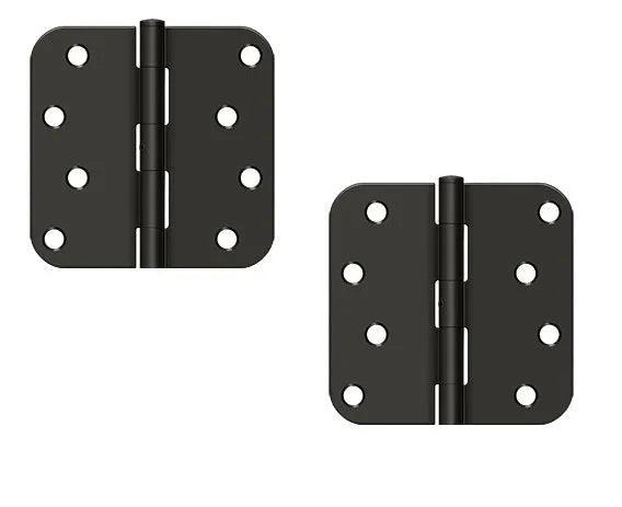 The Deltana 4" x 4" x 5/8" Radius Hinge, Residential in Oil Rubbed Bronze finish.