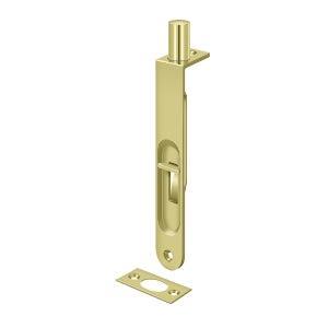 Deltana 6" Flush Bolt with Round Corners in Polished Brass finish