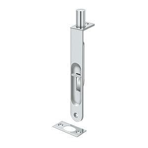 Deltana 6" Flush Bolt with Round Corners in Polished Chrome finish
