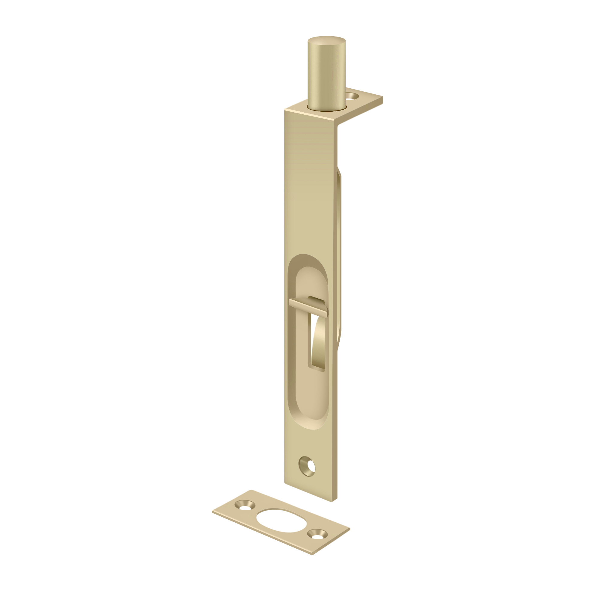 Deltana 6" Flush Bolt with Square Corners in Brushed Brass finish