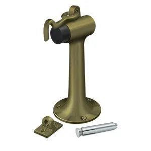 Deltana 6" Heavy Duty Floor Mount Bumper with Hook and Eye Antique Brass