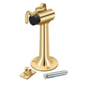 Deltana 6" Heavy Duty Floor Mount Bumper with Hook and Eye PVD Polished Brass