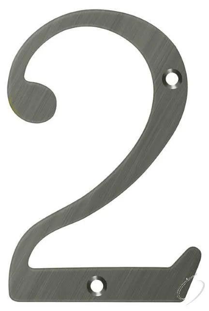 Deltana 6" House Number, Solid Brass, No. 2 Antique Nickel