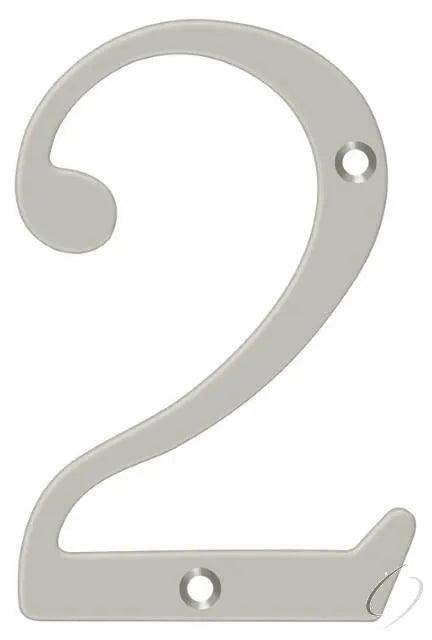 Deltana 6" House Number, Solid Brass, No. 2 Brushed Nickel