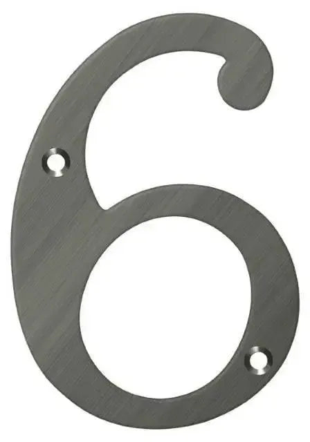 DeltanaDeltana 6" House Number, Solid Brass, No. 6 in 