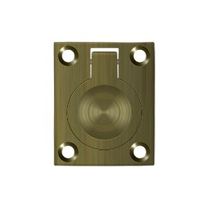 Deltana Flush Ring Pull, 1 3/4" x 1 3/8" in Antique Brass finish