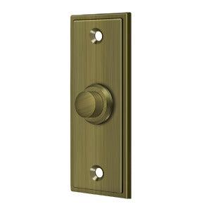 Deltana Rectangular Contemporary Bell Button in Antique Brass finish