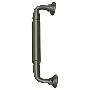 Deltana Door Pull with Rosette, 10" C-to-C in Pewter finish