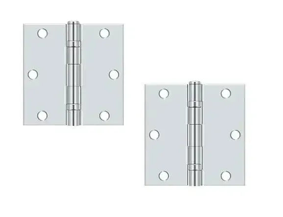 Deltana Ball Bearing Hinge 3-1/2" x 3-1/2" Square Corner in Polished Chrome finish