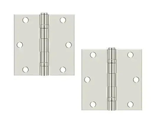 Deltana Ball Bearing Hinge 3-1/2" x 3-1/2" Square Corner in Polished Nickel finish