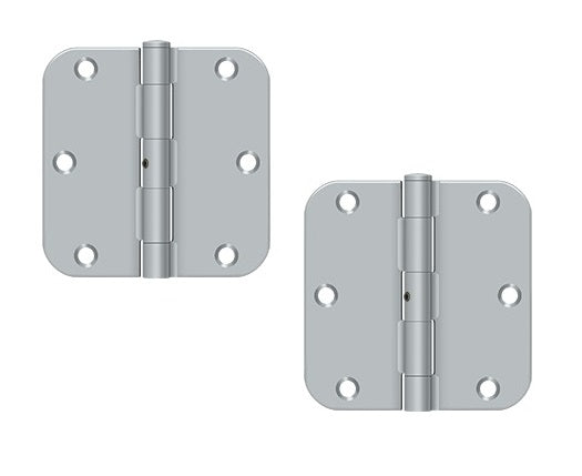 The Deltana 3-1/2" x 3-1/2" x 5/8" Radius Hinge, Residential in Brushed Nickel finish.