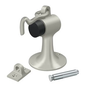 Deltana Cement Floor Mount Bumper with Hook and Eye in Satin Nickel finish